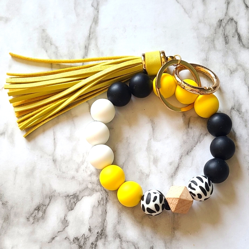Black/Yellow/White Silicone Keychain